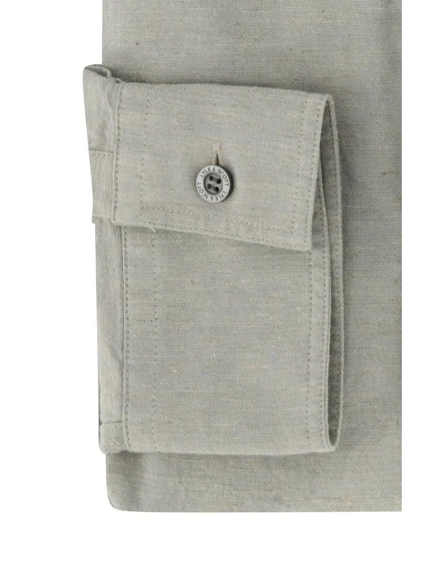 Lyle & Scott casual overhemd normale fit grijs/groen effen katoen