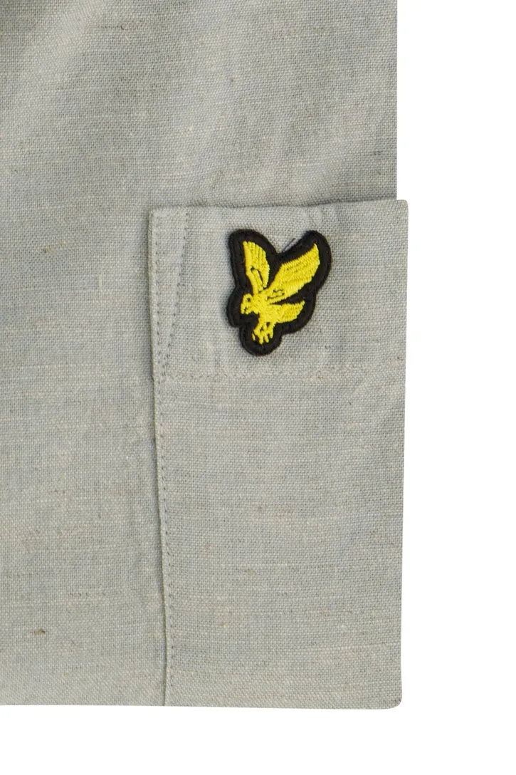 Lyle & Scott casual overhemd normale fit grijs/groen effen katoen