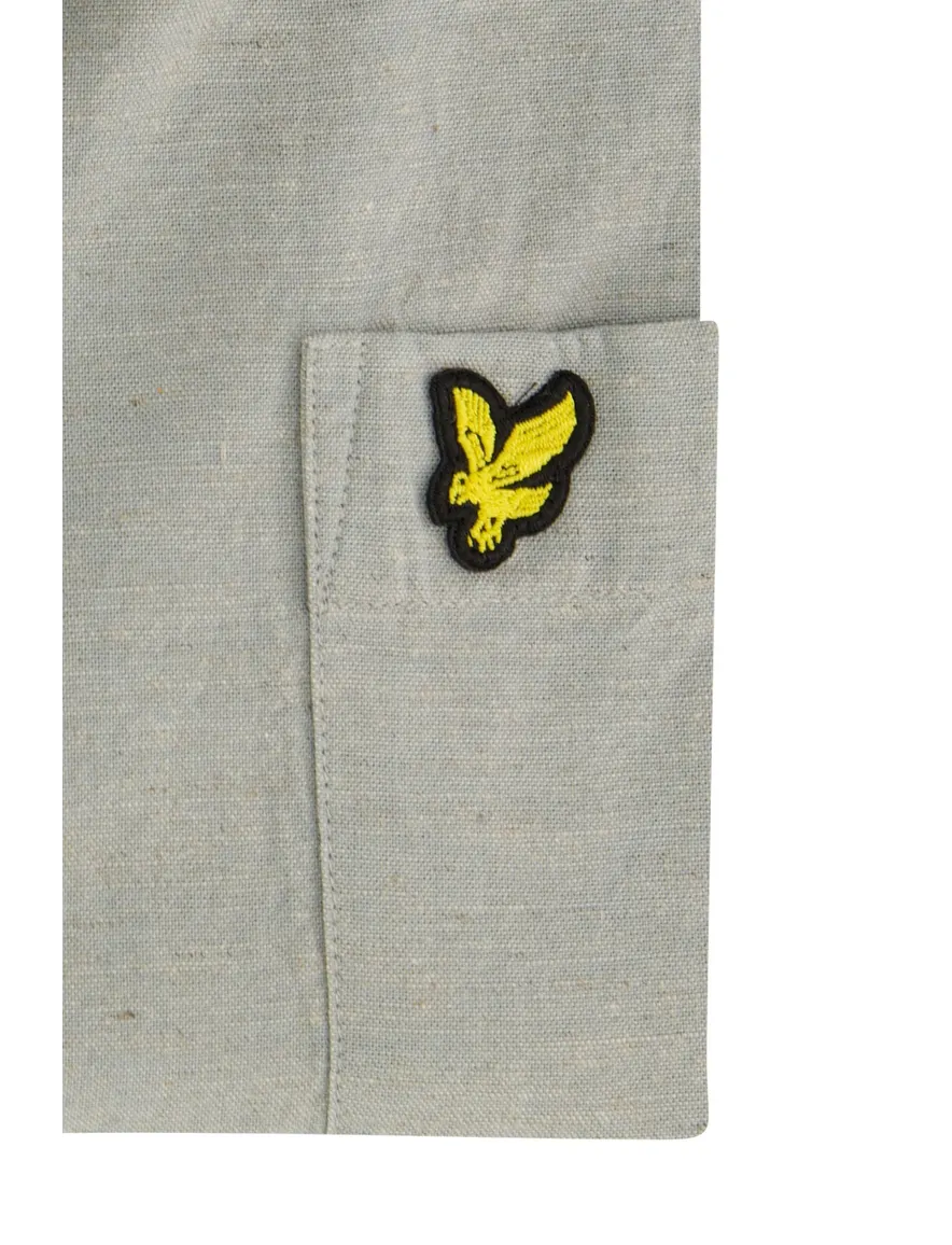 Lyle & Scott casual overhemd normale fit grijs/groen effen katoen