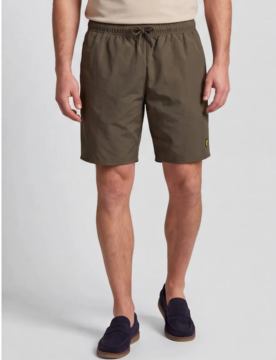 Lyle & Scott zwembroek khaki effen