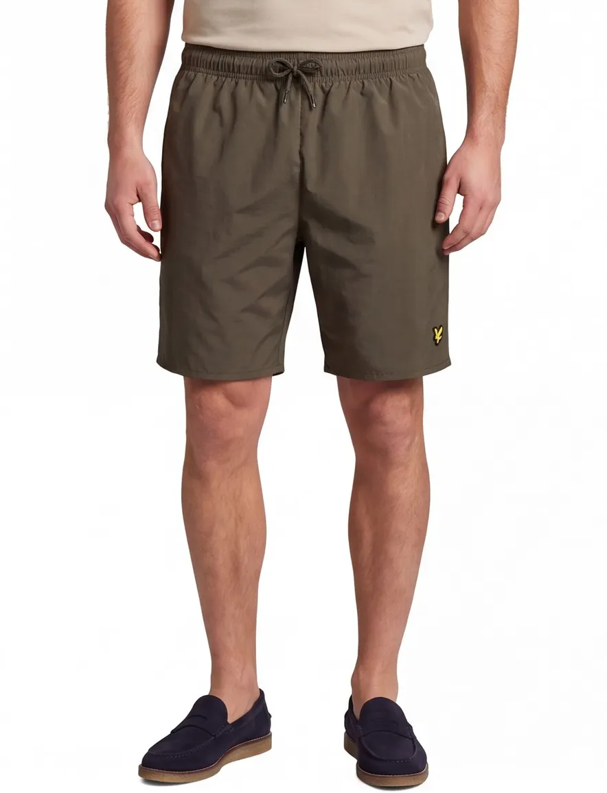Lyle & Scott zwembroek khaki effen
