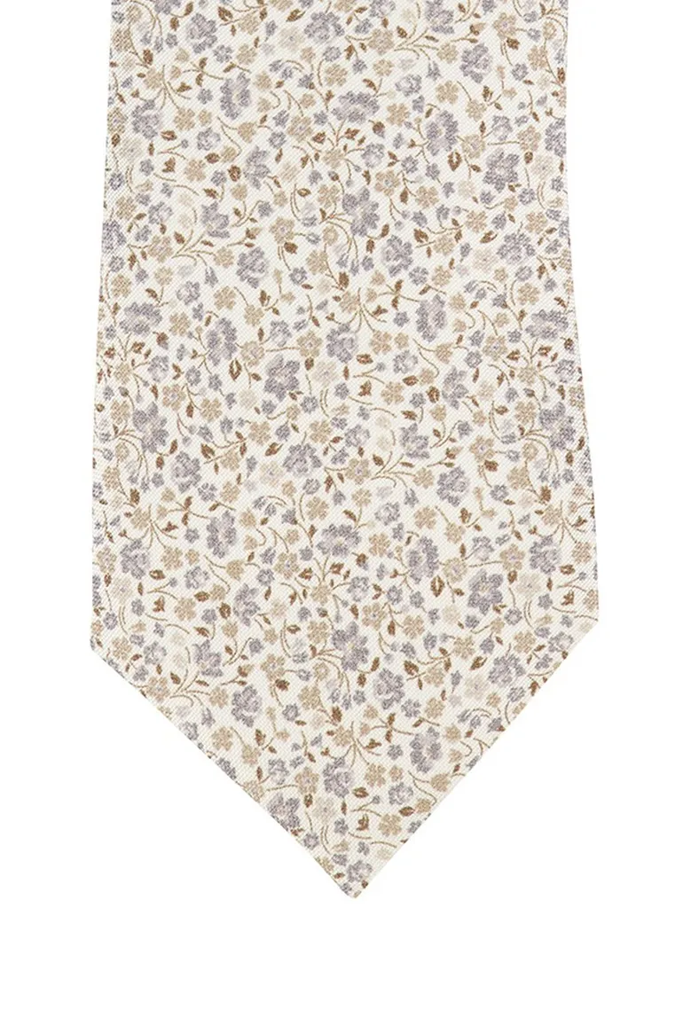 Profuomo stropdas beige geprint