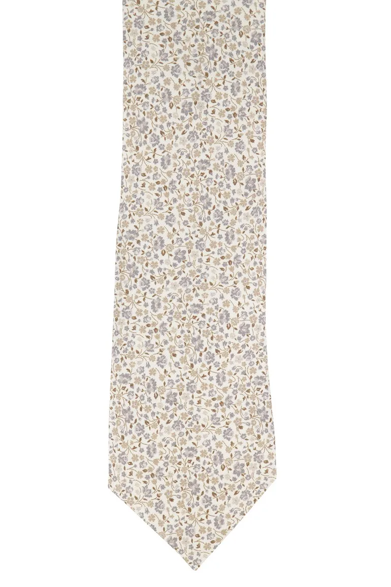 Profuomo stropdas beige geprint