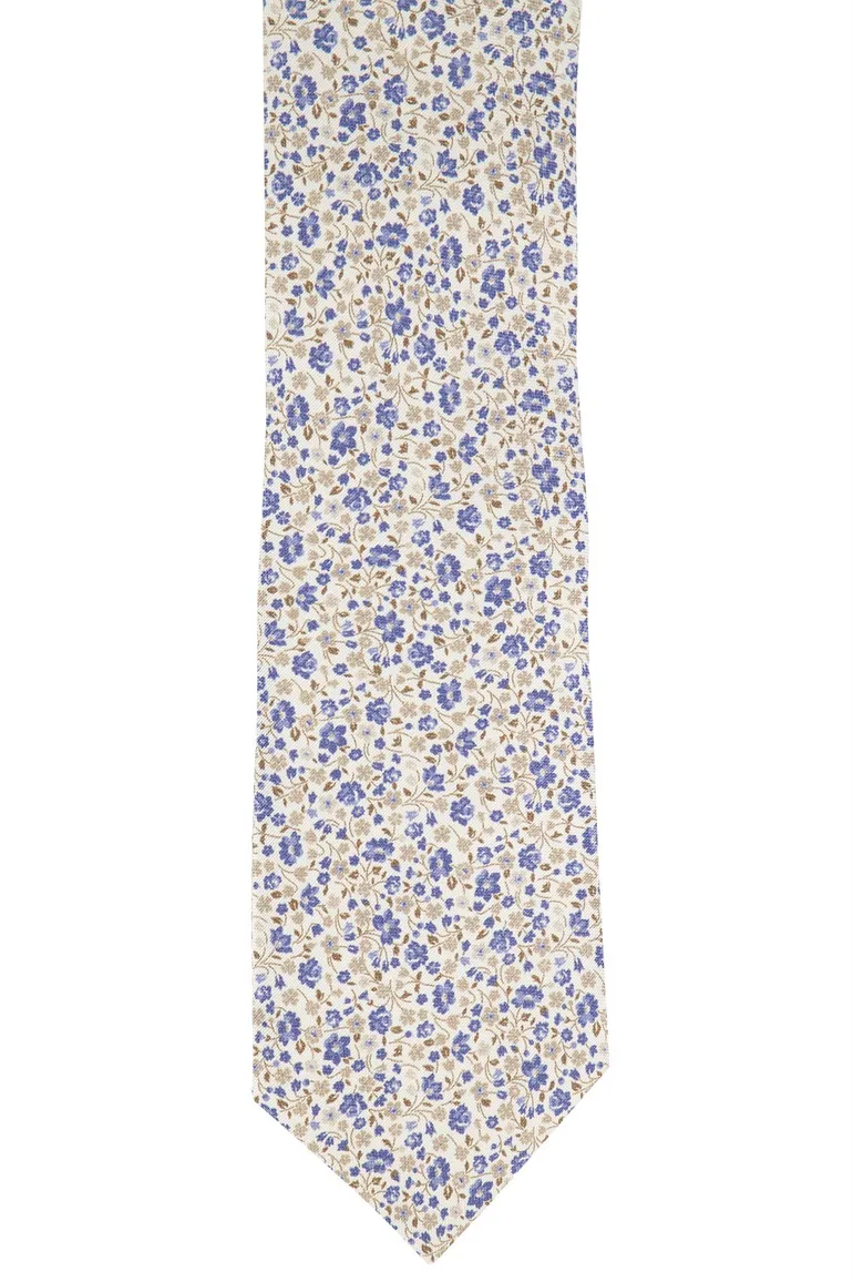 profuomo stropdas blauw geprint