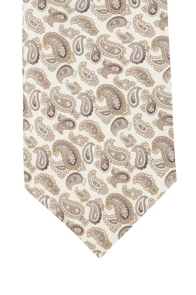 Profuomo geprinte stropdas beige