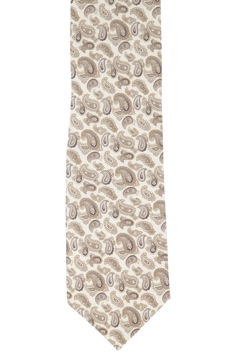 Profuomo geprinte stropdas beige