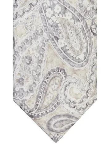 Profuomo Profuomo stropdas beige geprint zijde