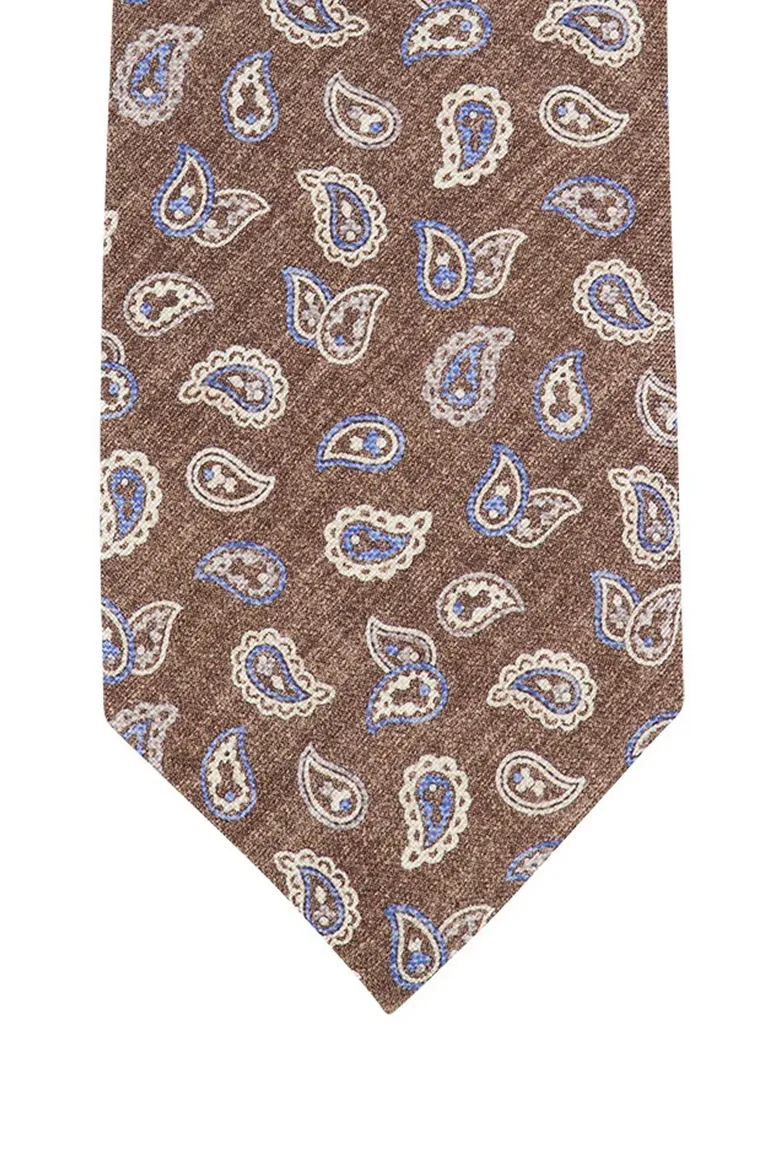 Profuomo stropdas bruin geprint