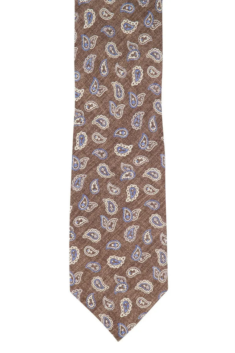 Profuomo stropdas bruin geprint