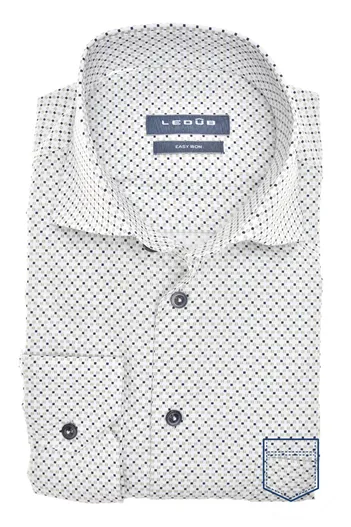 Ledub Ledub overhemd Modern Fit New normale fit wit geprint katoen