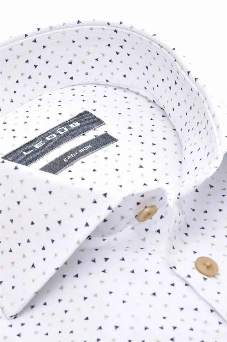 Ledub business overhemd Modern Fit New normale fit wit geprint wide spread