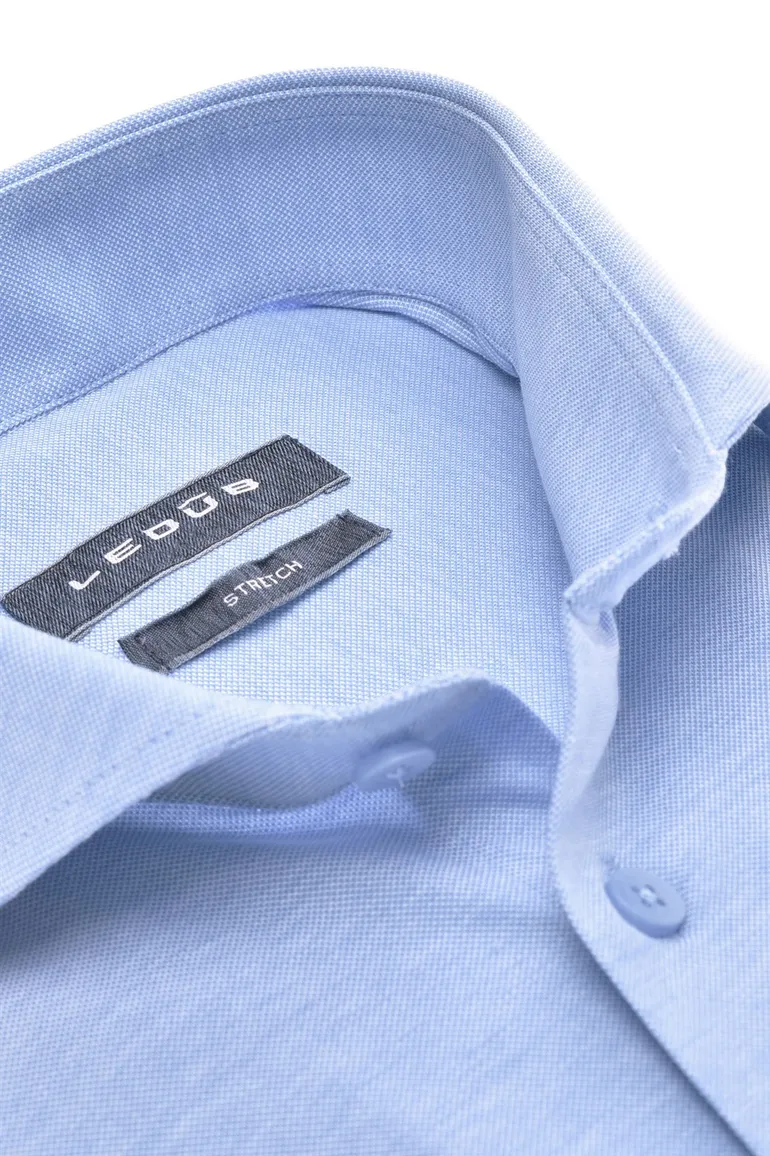 Ledub overhemd slim fit lichtblauw effen katoen