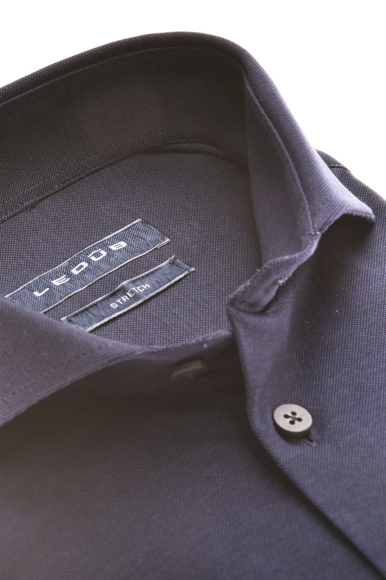 Ledub business overhemd Slim Fit navy effen katoen