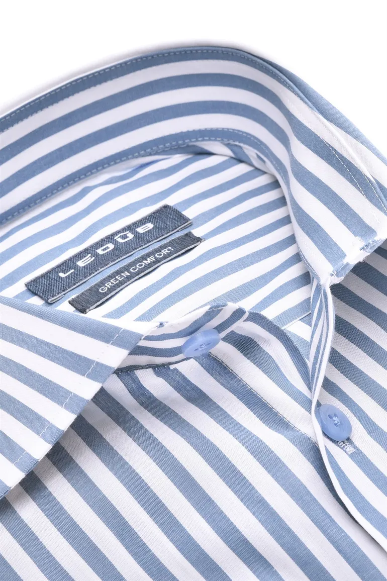 Ledub Modern Fit New business overhemd lichtblauw gestreept