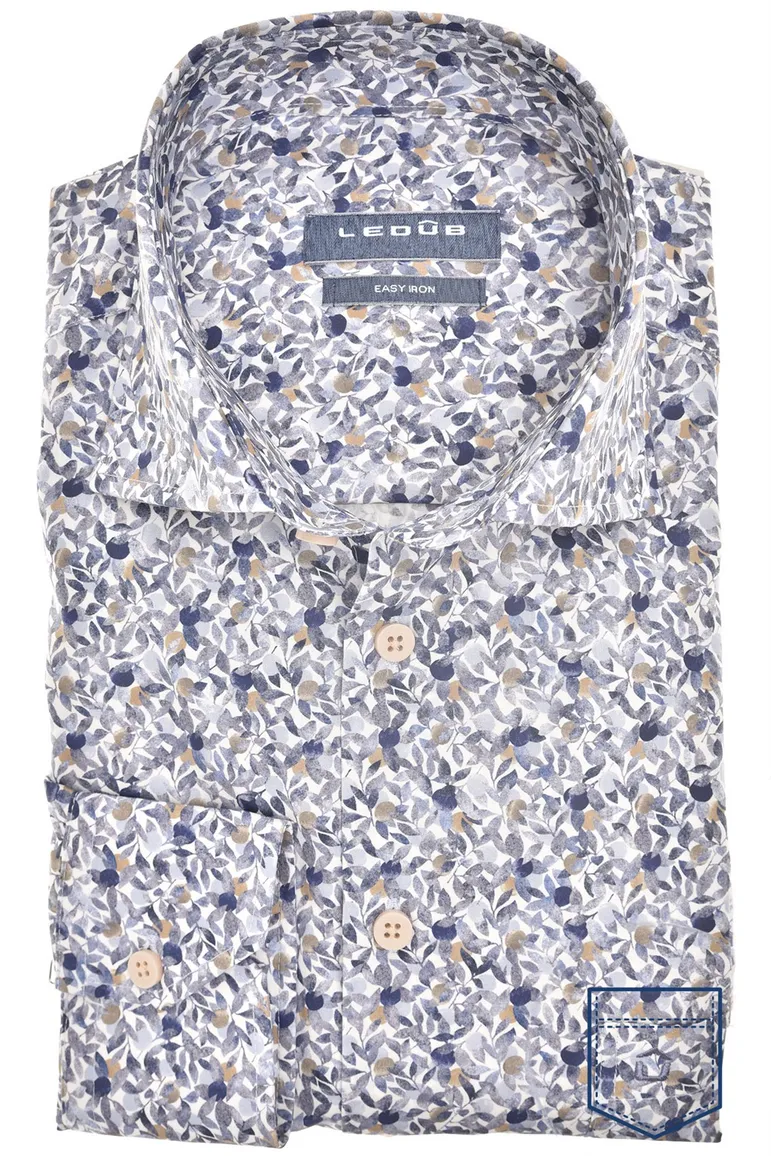 Ledub overhemd Modern Fit blauw print