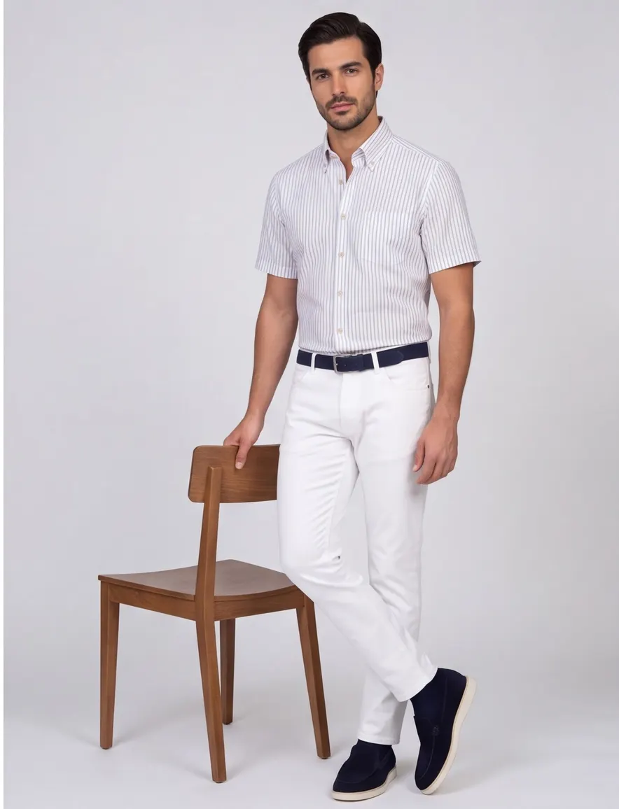 overhemd korte mouw wit Ledub Modern Fit New