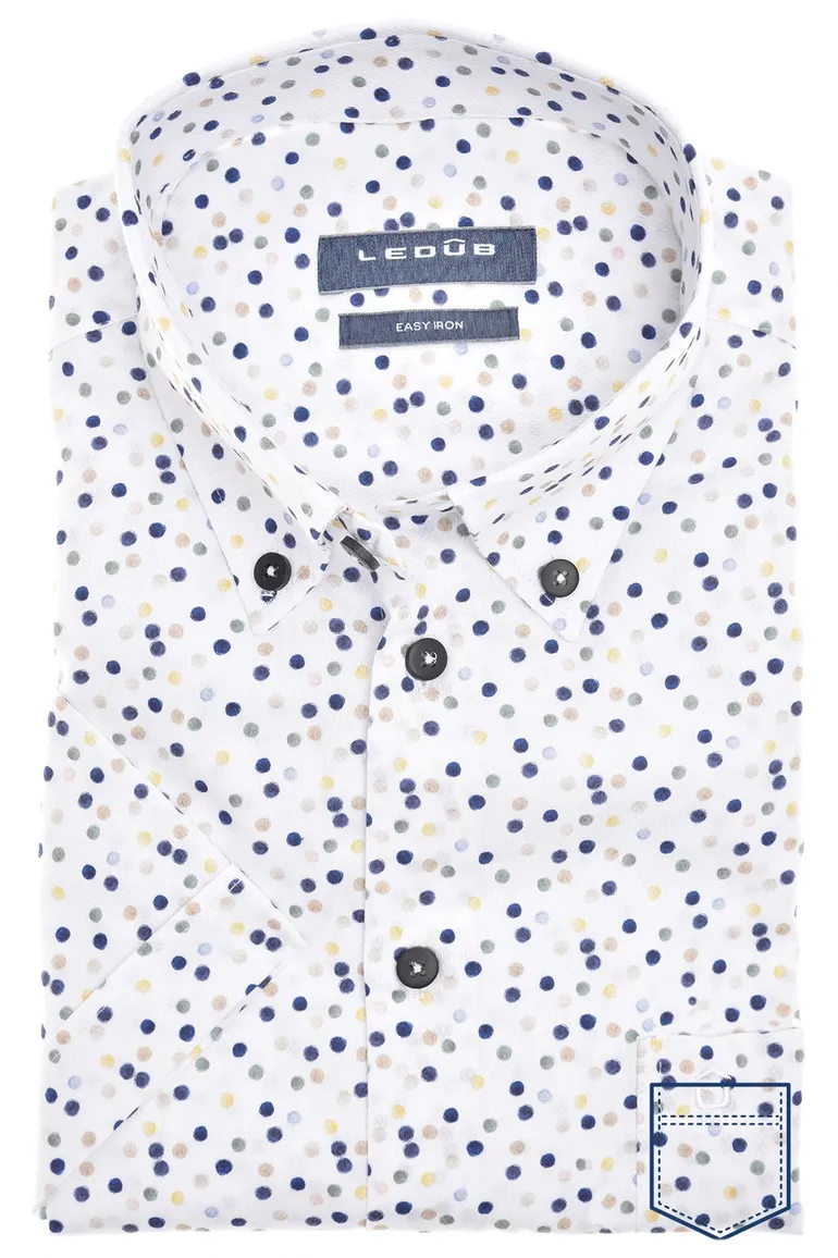 overhemd korte mouw donkerblauw Ledub Modern Fit New