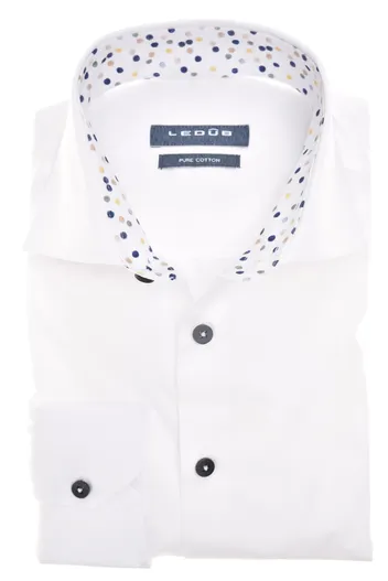 Ledub Ledub business overhemd normale fit wit wide spread boord