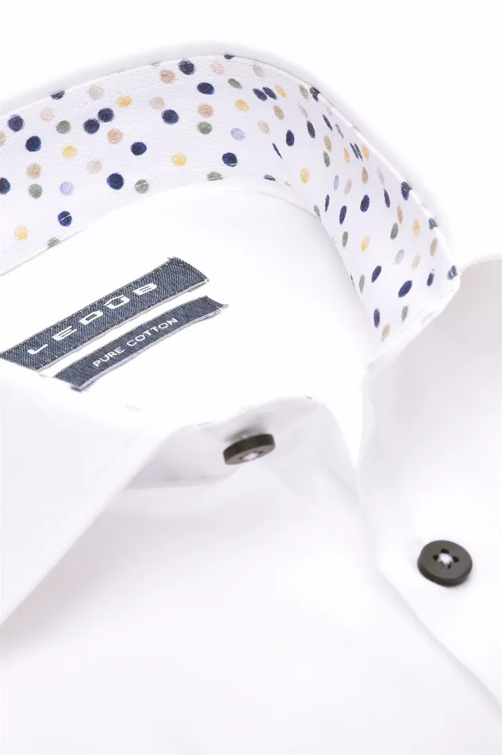 Ledub zakelijk overhemd Modern Fit New normale fit wit effen katoen