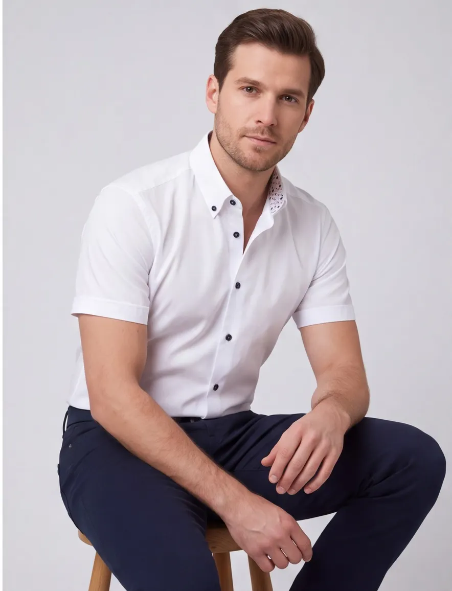 overhemd korte mouw wit Ledub Modern Fit New