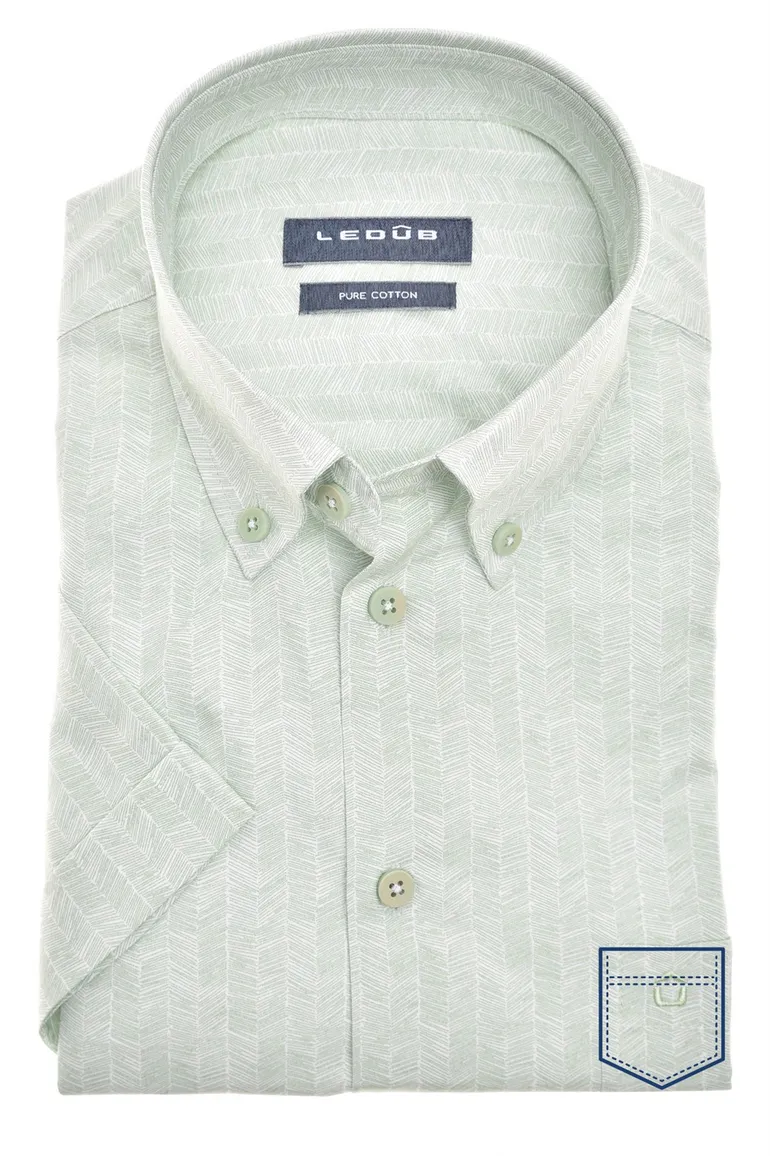 overhemd korte mouw groen Ledub Modern Fit New