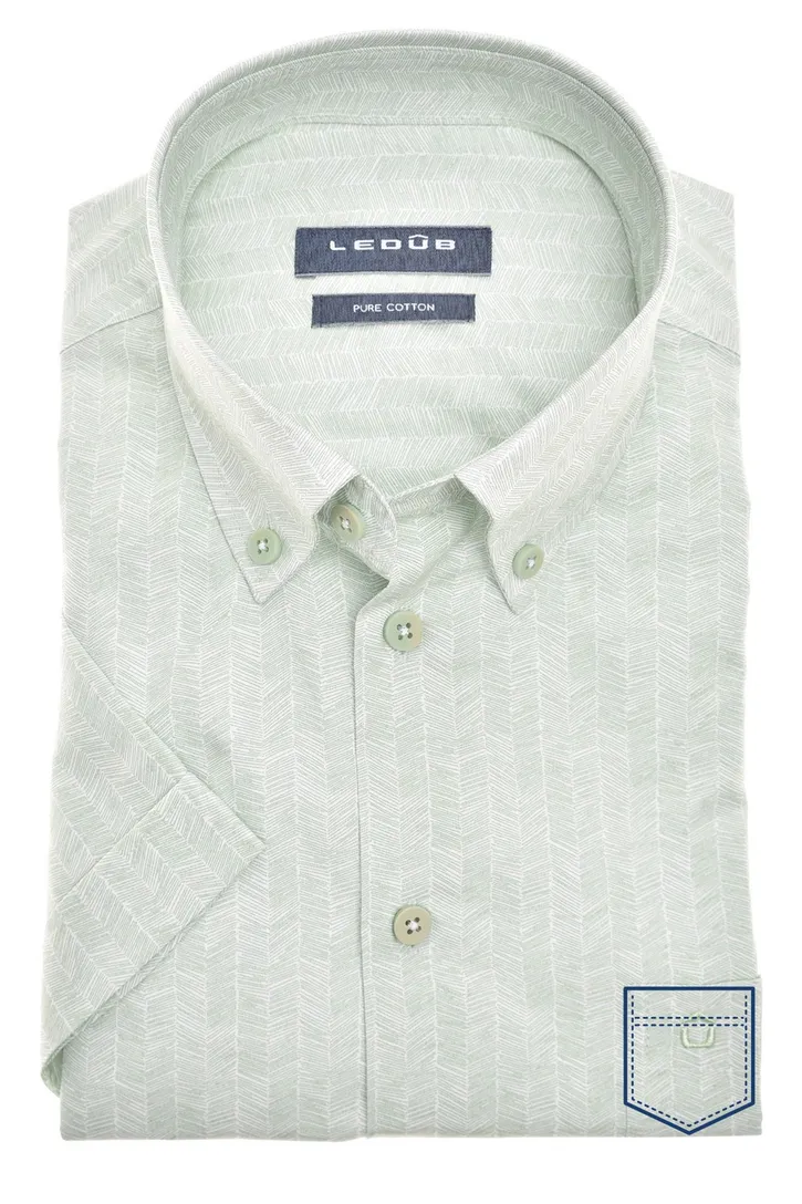 Overhemd korte mouw Ledub Modern Fit New groen geprint