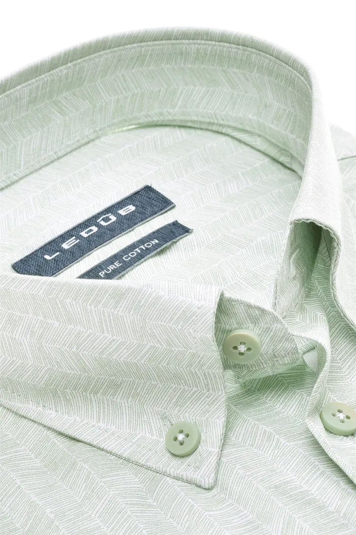 Overhemd korte mouw Ledub Modern Fit New groen geprint