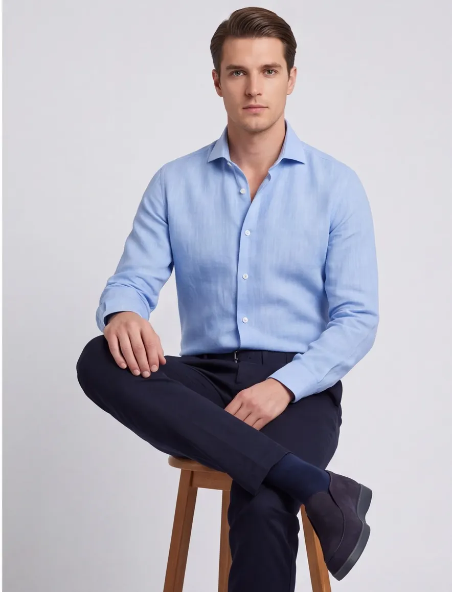 Ledub modern fit New casual overhemd lichtblauw