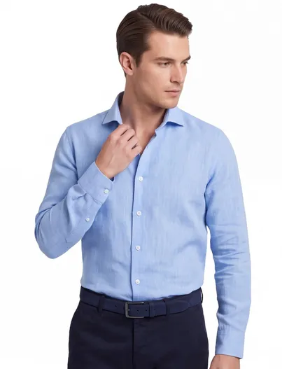 Ledub Ledub modern fit New casual overhemd lichtblauw