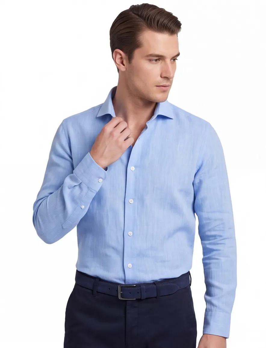 Ledub modern fit New casual overhemd lichtblauw