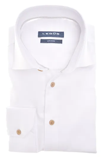 Ledub Overhemd mouwlengte 7 Ledub Modern Fit New wit effen