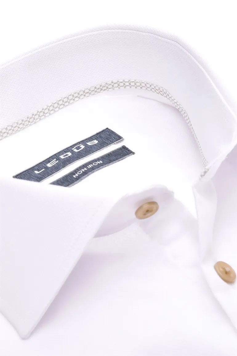 Ledub Modern Fit New overhemd mouwlengte 7 wit strijkvrij