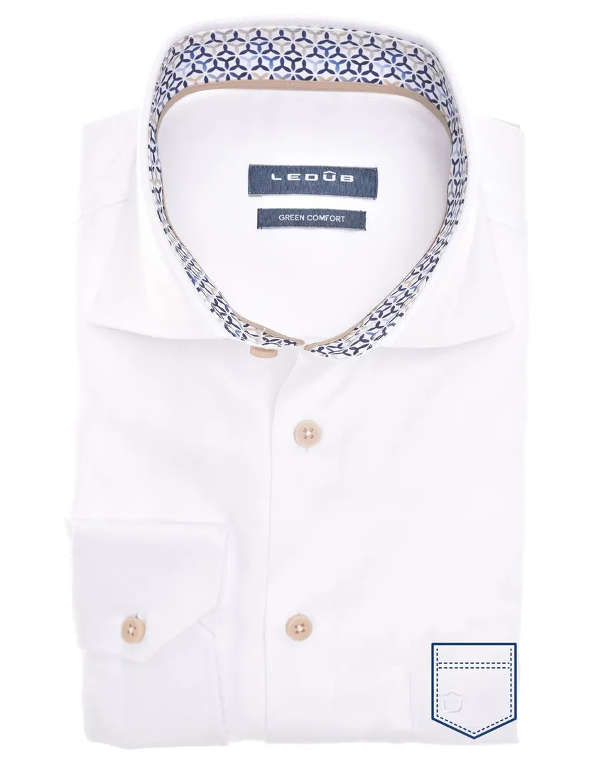 Business overhemd Ledub Modern Fit New wit effen