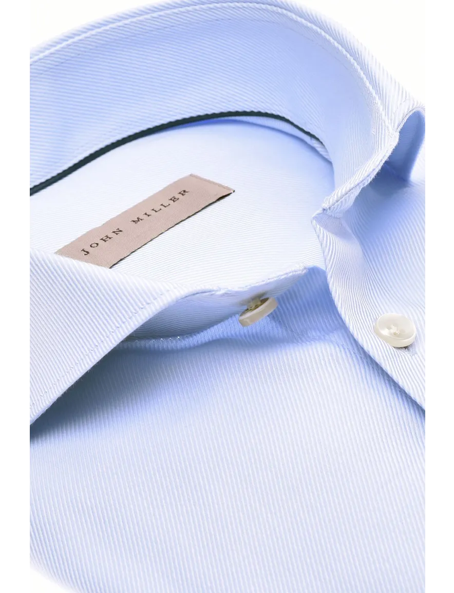 John Miller overhemd mouwlengte 7 slim fit lichtblauw effen katoen