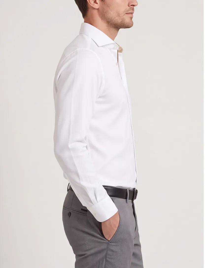 katoenen John Miller overhemd Tailored Fit effen wit