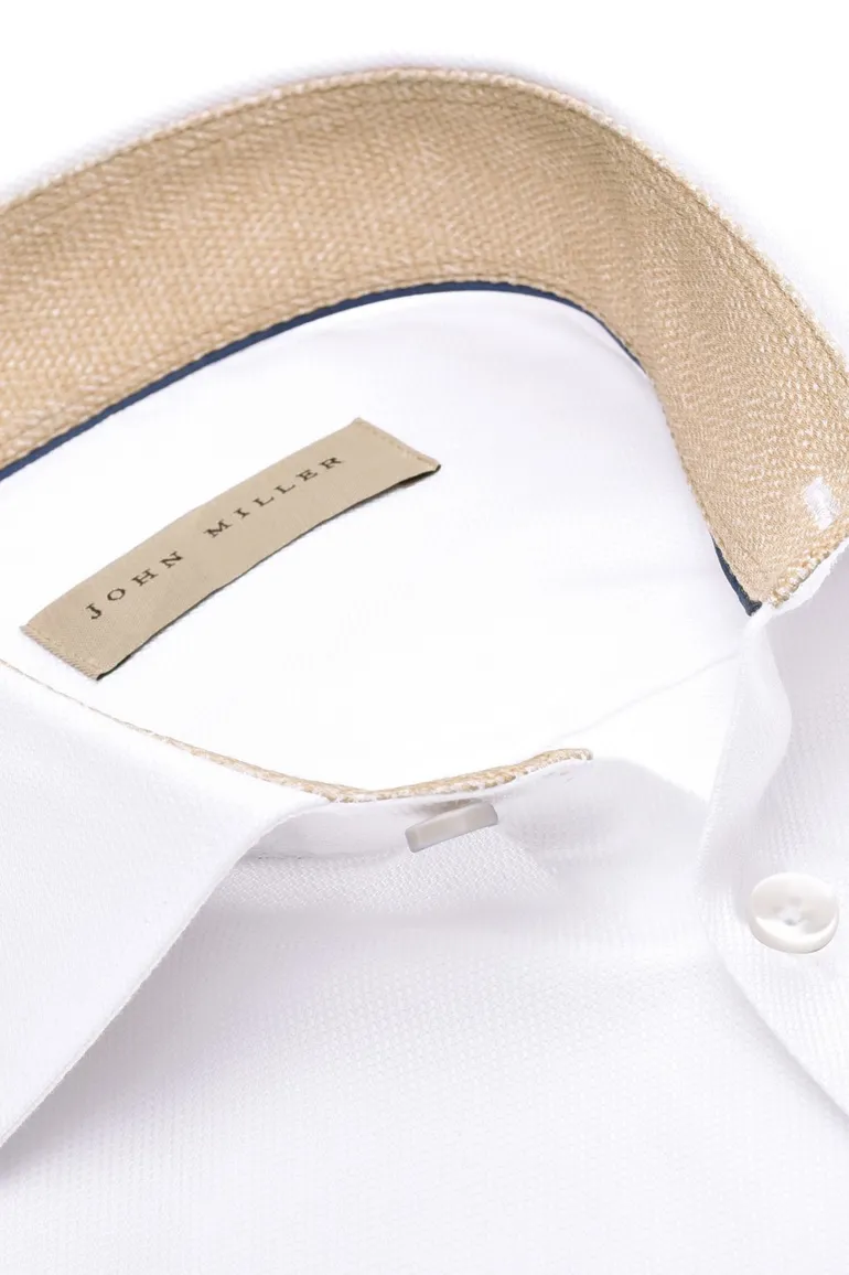 John Miller overhemd Tailored Fit wit effen
