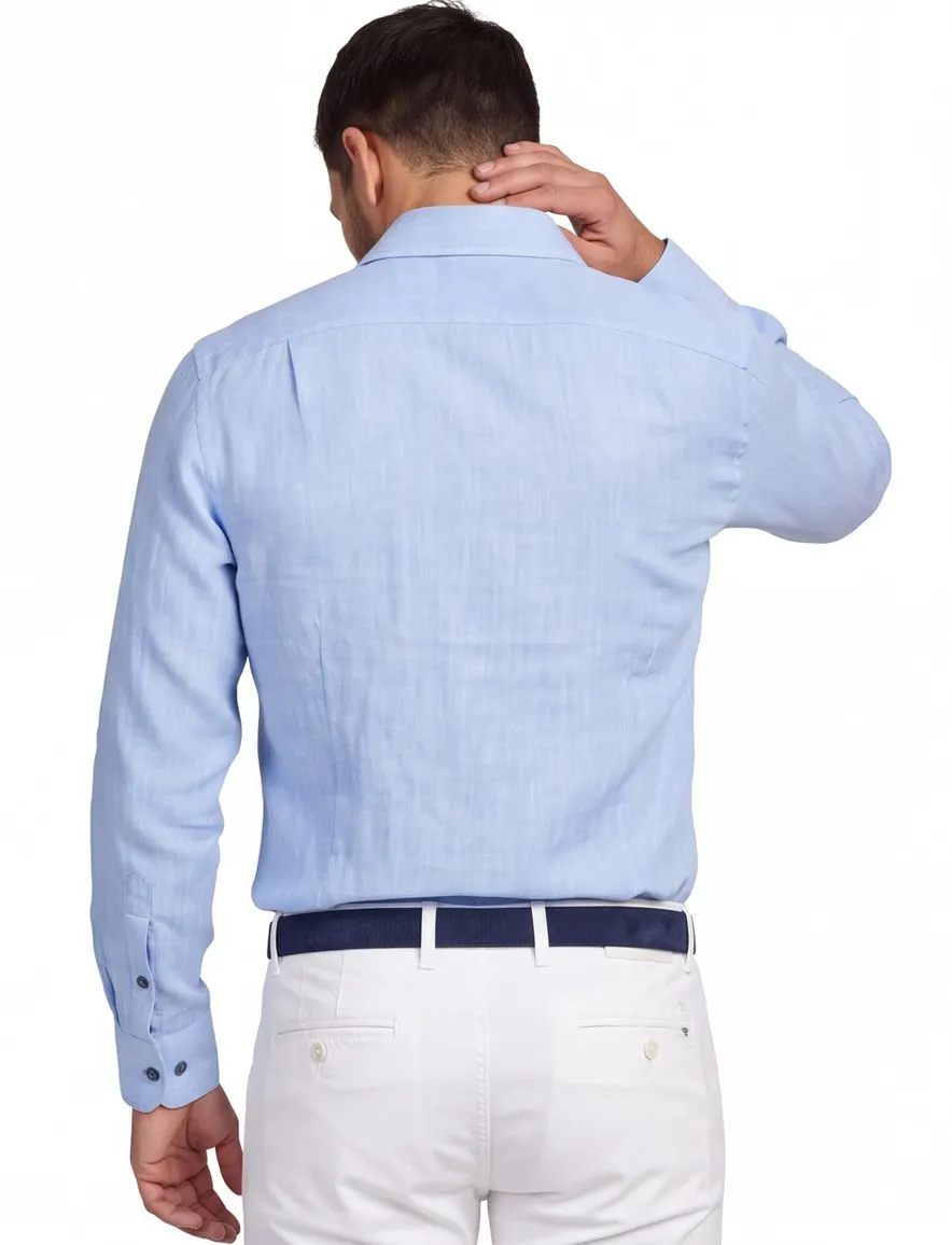 John Miller overhemd Tailored Fit effen lichtblauw