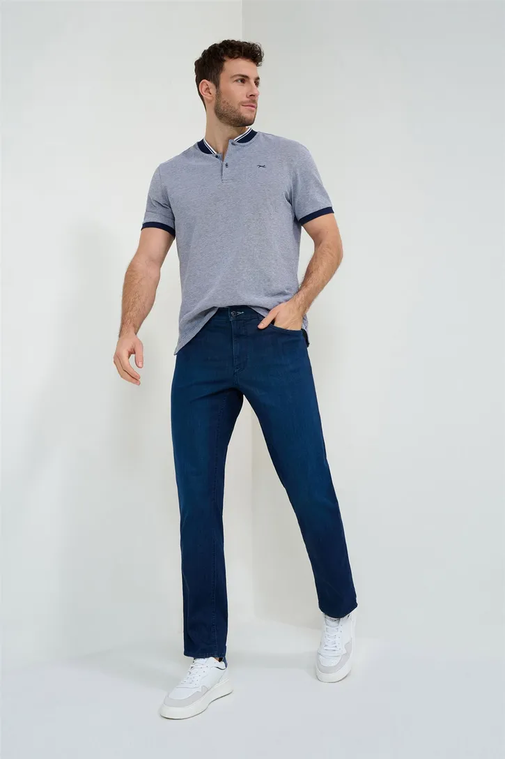 Stretch spijkerbroek Brax donkerblauw effen
