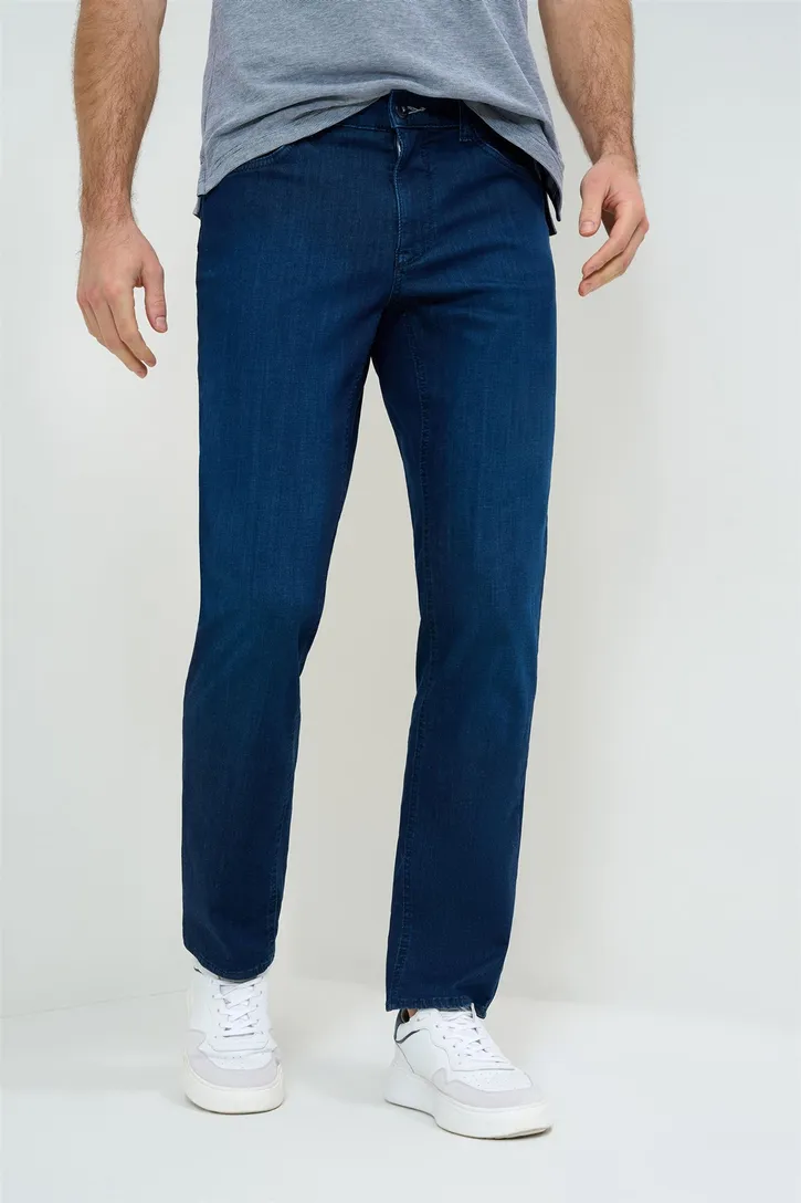 Stretch spijkerbroek Brax donkerblauw effen