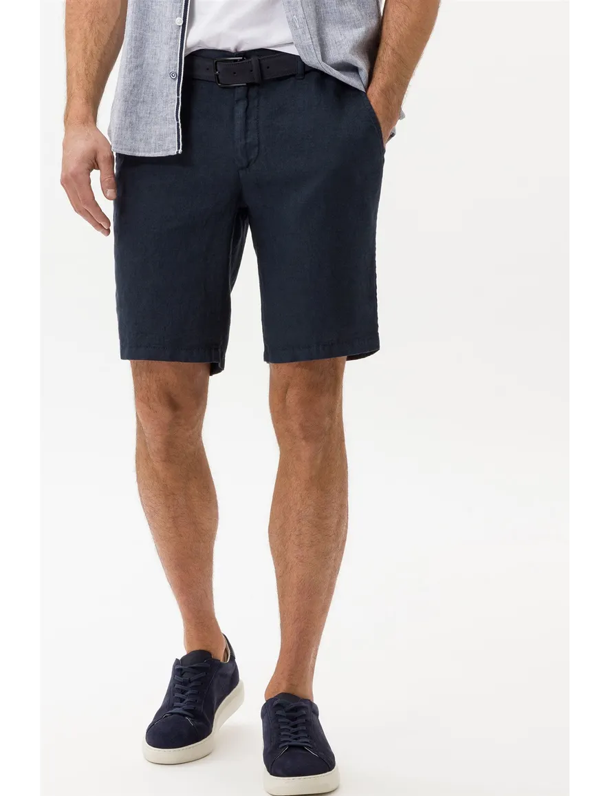 Brax korte broek linnen donkerblauw