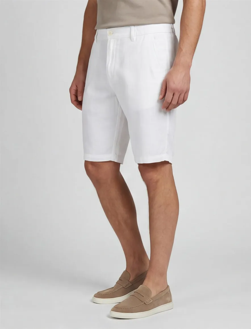 Brax korte broek nromale fit wit effen linnen