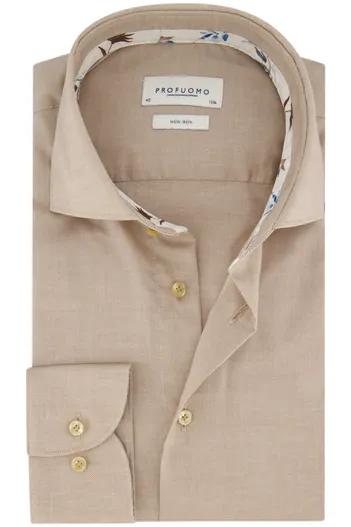 Profuomo Katoenen Profuomo beige overhemd slim fit
