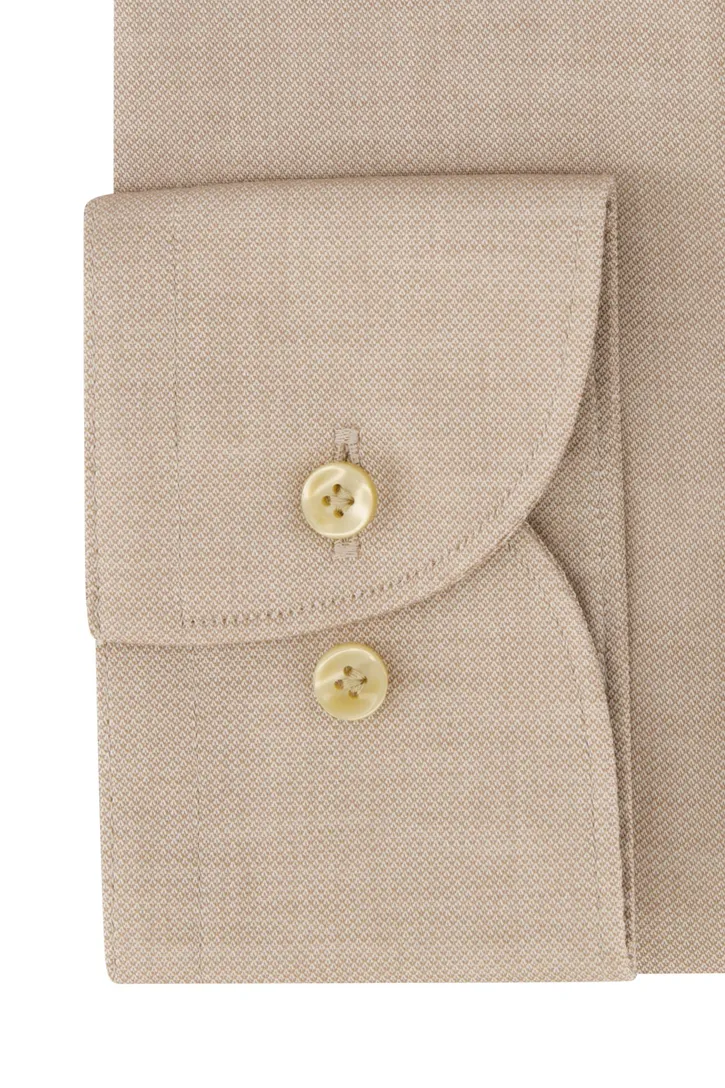 Profuomo slim fit overhemd katoen beige strijkvrij