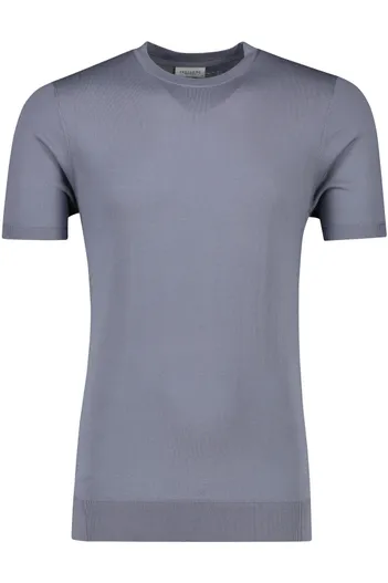 Profuomo Ronde hals Profuomo t-shirt blauw tencel