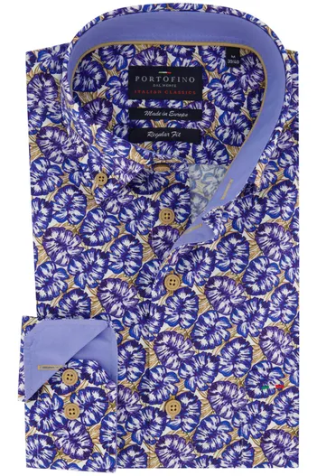 Portofino Portofino overhemd bloemenprint blauw