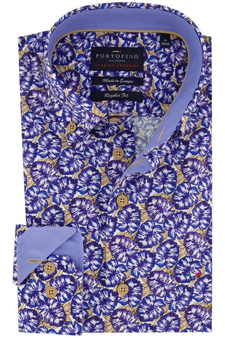 Portofino overhemd bloemenprint blauw