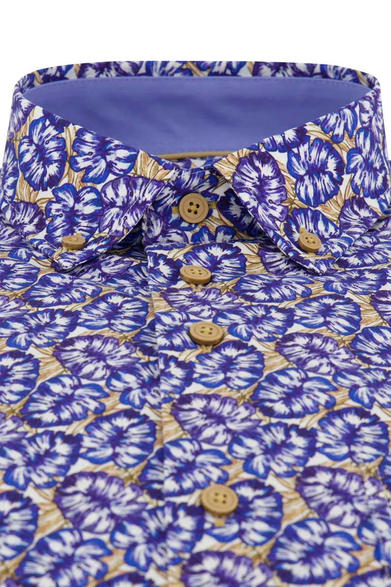 Portofino overhemd bloemenprint blauw