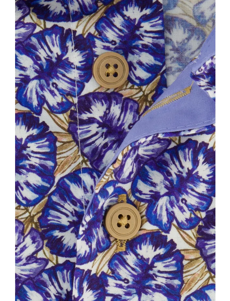 Portofino overhemd bloemenprint blauw