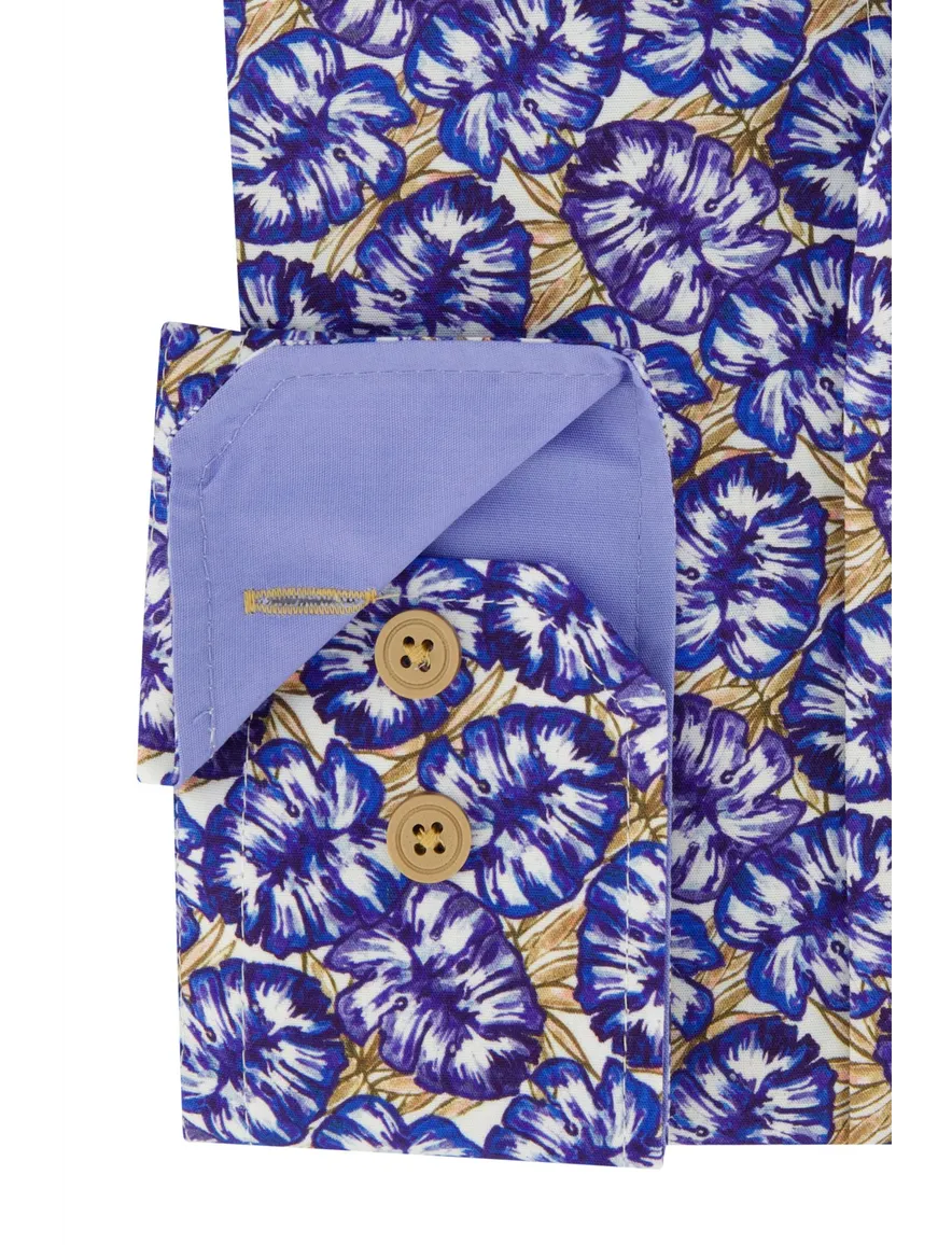 Portofino overhemd bloemenprint blauw