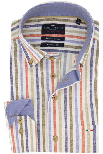 Portofino Katoenen Portofino overhemd button-down blauw gestreept